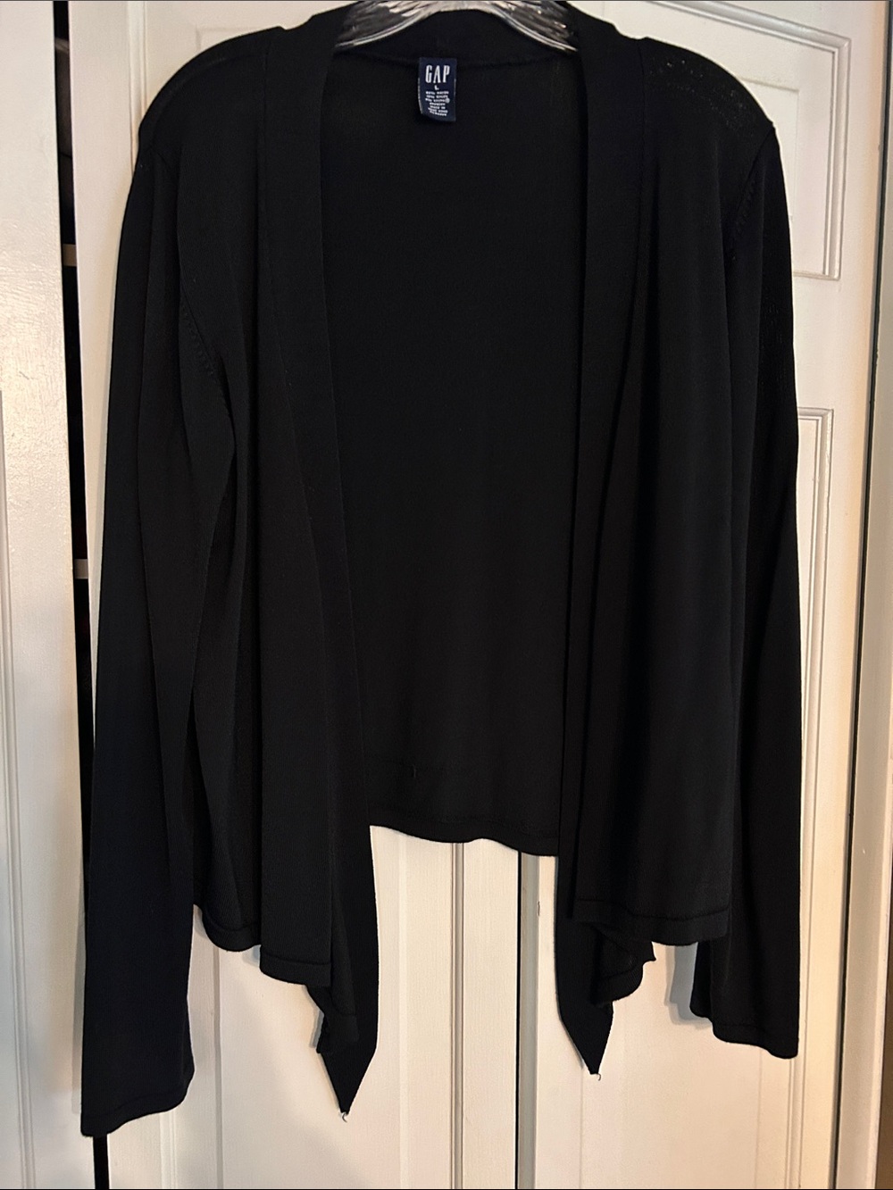 GAP Women's Black Open-Front Draped Cardigan